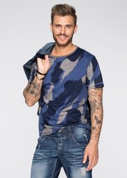 Футболка Slim Fit (синий с рисунком) Bonprix
