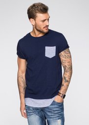 Длинная футболка Slim Fit (темно-синий) Bonprix