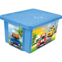 Ящик для хранения игрушек "X-BOX" City Cars 17л, Little Angel, голубой