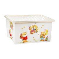 Ящик для хранения игрушек "X-BOX" Bears 57л на колесах, Little Angel, слоновая кость