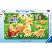 Пазл в рамке «Любопытные щенки», 15 деталей, Ravensburger