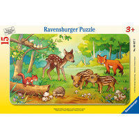 Пазл в рамке «Детеныши животных в лесу», 15 деталей, Ravensburger