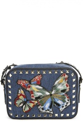 Сумка Rockstud из денима с вышивкой в виде бабочек Valentino