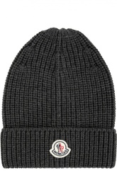 Шерстяная шапка ребристой вязки Moncler