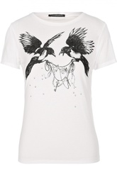 Хлопковая приталенная футболка с контрастным принтом Alexander McQueen