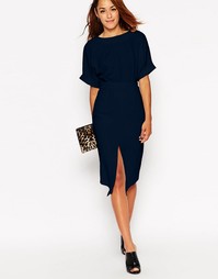 Платье с разрезом спереди ASOS - Темно-синий