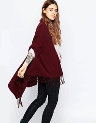 Однотонный кейп с прорезями для рук ASOS - Burgundy