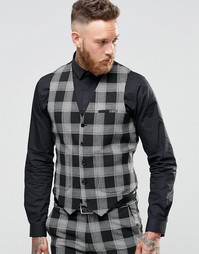 Супероблегающий жилет в клетку тартан ASOS - Черный