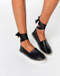 Эспадрильи с завязками ASOS JUNIOR - Черный