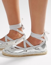 Эспадрильи на шнуровке ASOS JUSTICE - Серебряный