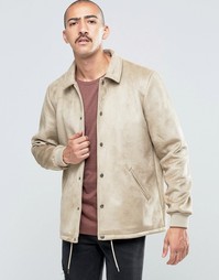 Песочная куртка из искусственной замши ASOS - Stone