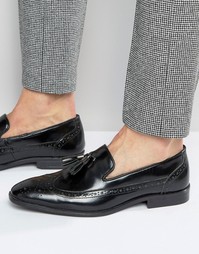 Черные кожаные лоферы‑броги с кисточками ASOS - Черный