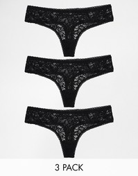 Набор из 3 стрингов ASOS - Черный