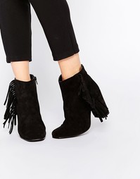 Замшевые ботинки на каблуке с бахромой Boohoo - Черный