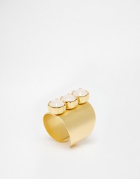 Кольцо с отделкой доспехи и камнями Rock N Rose Cleo - Золотой