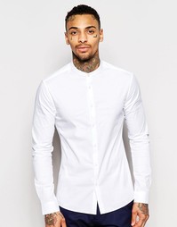 Белая рубашка скинни с воротником с застежкой на пуговицах ASOS