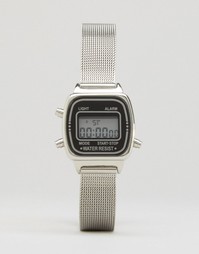 Цифровые часы с сетчатым ремешком ASOS - Серебряный