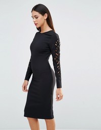 Forever Unique Lavette Bodycon Dress With Cut Out Embellished Sleeves