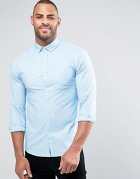 Облегающая оксфордская рубашка с длинными рукавами ASOS - Синий