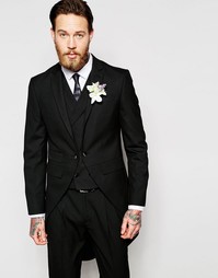 Пиджак узкого кроя на свадьбу со шлейфом ASOS - Черный