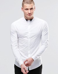 Белая рубашка с контрастным воротником и длинными рукавами ASOS