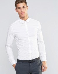 Белая рубашка узкого кроя с длинными рукавами ASOS - Белый