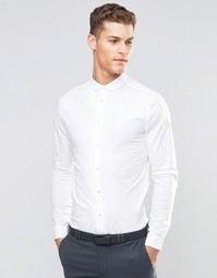 Зауженная белая рубашка с закругленным воротником и длинными рукавами Asos