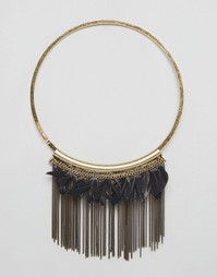 Броское ожерелье с перьями Nylon - Латунь