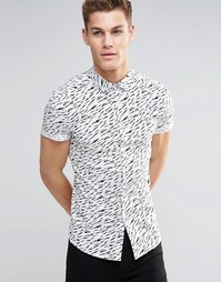 Монохромная рубашка скинни с тигровым принтом ASOS - Белый