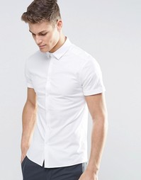 Белая оксфордская рубашка скинни с короткими рукавами ASOS - Белый