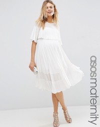 Плиссированное платье миди с укороченным топом ASOS Maternity