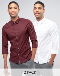 2 рубашки скинни с длинными рукавами ASOS - СКИДКА 15%