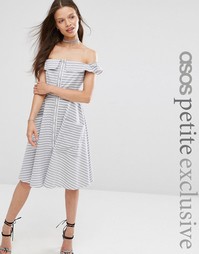 Летнее платье в полоску с пуговицами спереди ASOS PETITE - Мульти
