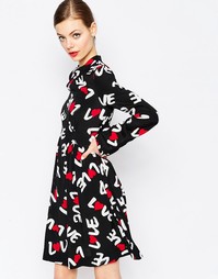 Платье с принтом Love Love Moschino - Черный