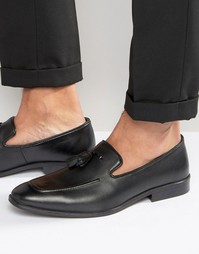 Лоферы из черной замши с декоративной строчкой на носке и кисточками A Asos