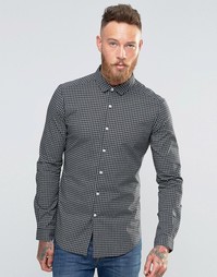 Зауженная рубашка с длинными рукавами и монохромным принтом в клетку A Asos