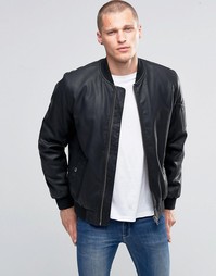 Черная куртка-пилот из искусственной кожи с карманом MA1 ASOS - Черный