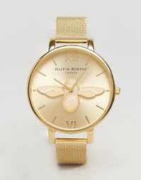 Золотистые наручные часы со шмелем Olivia Burton OB15AM68 - Золотой