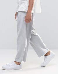 Широкие укороченные брюки в тонкую полоску ASOS - Серый