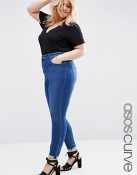 ASOS CURVE High Waist Ridley Skinny Jeans In Bailie Dark Wash - Синий