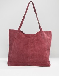 Замшевая сумка-шоппер с отделкой под кожу крокодила ASOS - Burgundy