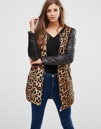 Куртка с контрастными рукавами и леопардовым принтом Girls On Film