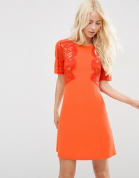 Цельнокройное платье с кружевной вставкой ASOS - Оранжевый