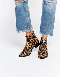 Кожаные ботильоны на молнии ASOS ALEXIS - Leopard