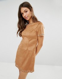 Цельнокройное платье из искусственной замши Glamorous - Рыжий