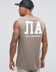 Футболка без рукавов с принтом на спине ASOS - Рыжий