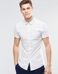 Рубашка скинни в тонкую полоску с короткими рукавами ASOS - Белый