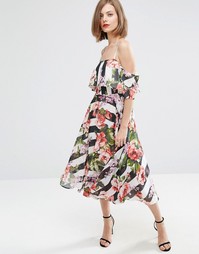 Платье миди с открытыми плечами ASOS - Мульти
