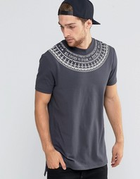 Длинная футболка с принтом на горловине ASOS - Ebony