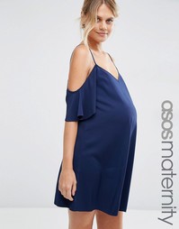 Цельнокройное платье для беременных ASOS Maternity - Темно-синий